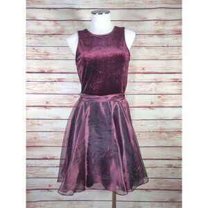 Vintage Burgundy Velvet Organza Dress